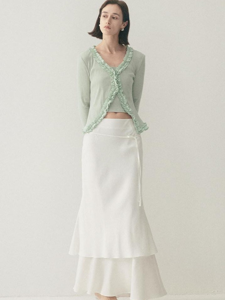 someonesometimes Soft Modal Tencel Minimal Office Double Fishtail Low Waist Women Maxi Skirts