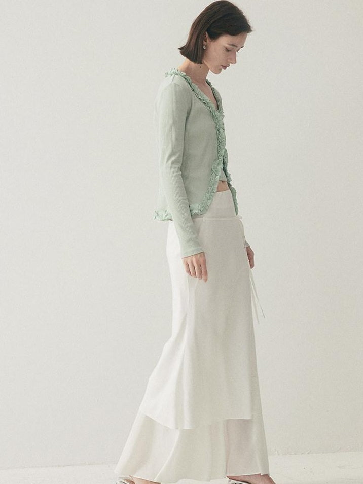 someonesometimes Soft Modal Tencel Minimal Office Double Fishtail Low Waist Women Maxi Skirts
