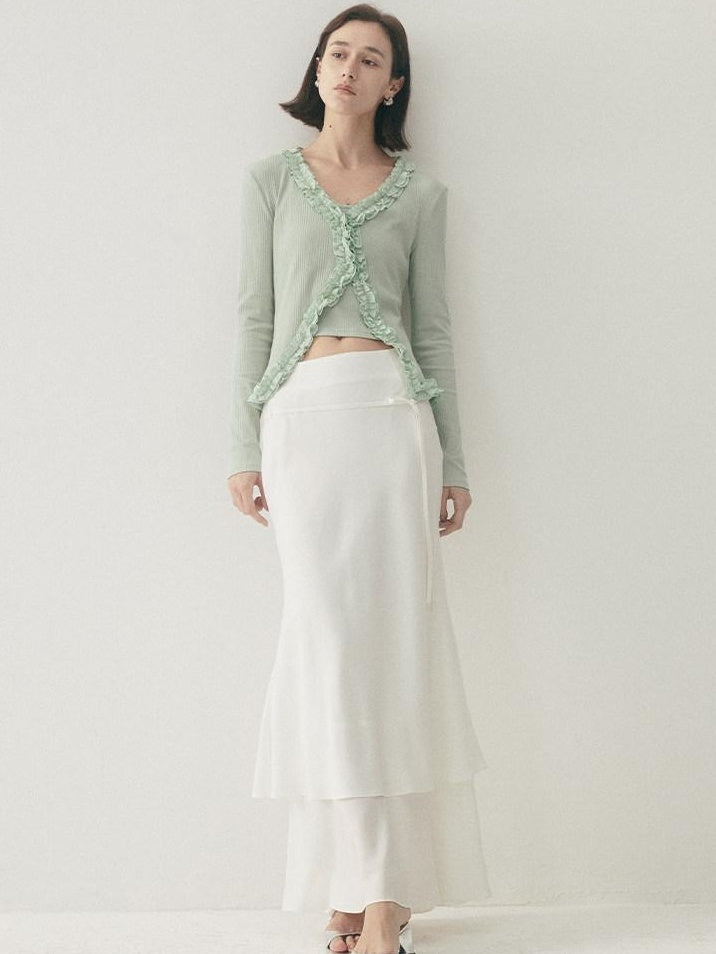 someonesometimes Soft Modal Tencel Minimal Office Double Fishtail Low Waist Women Maxi Skirts