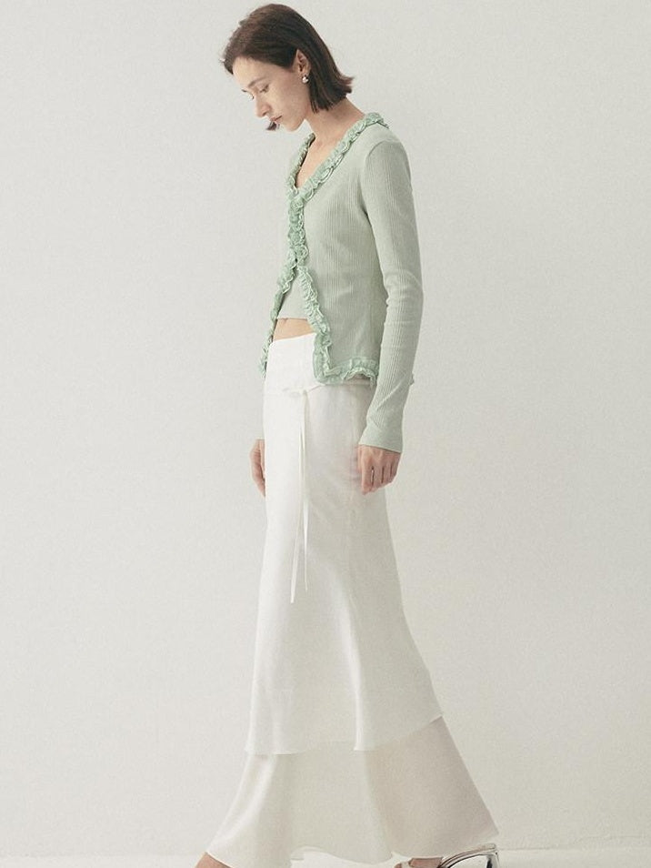 someonesometimes Soft Modal Tencel Minimal Office Double Fishtail Low Waist Women Maxi Skirts