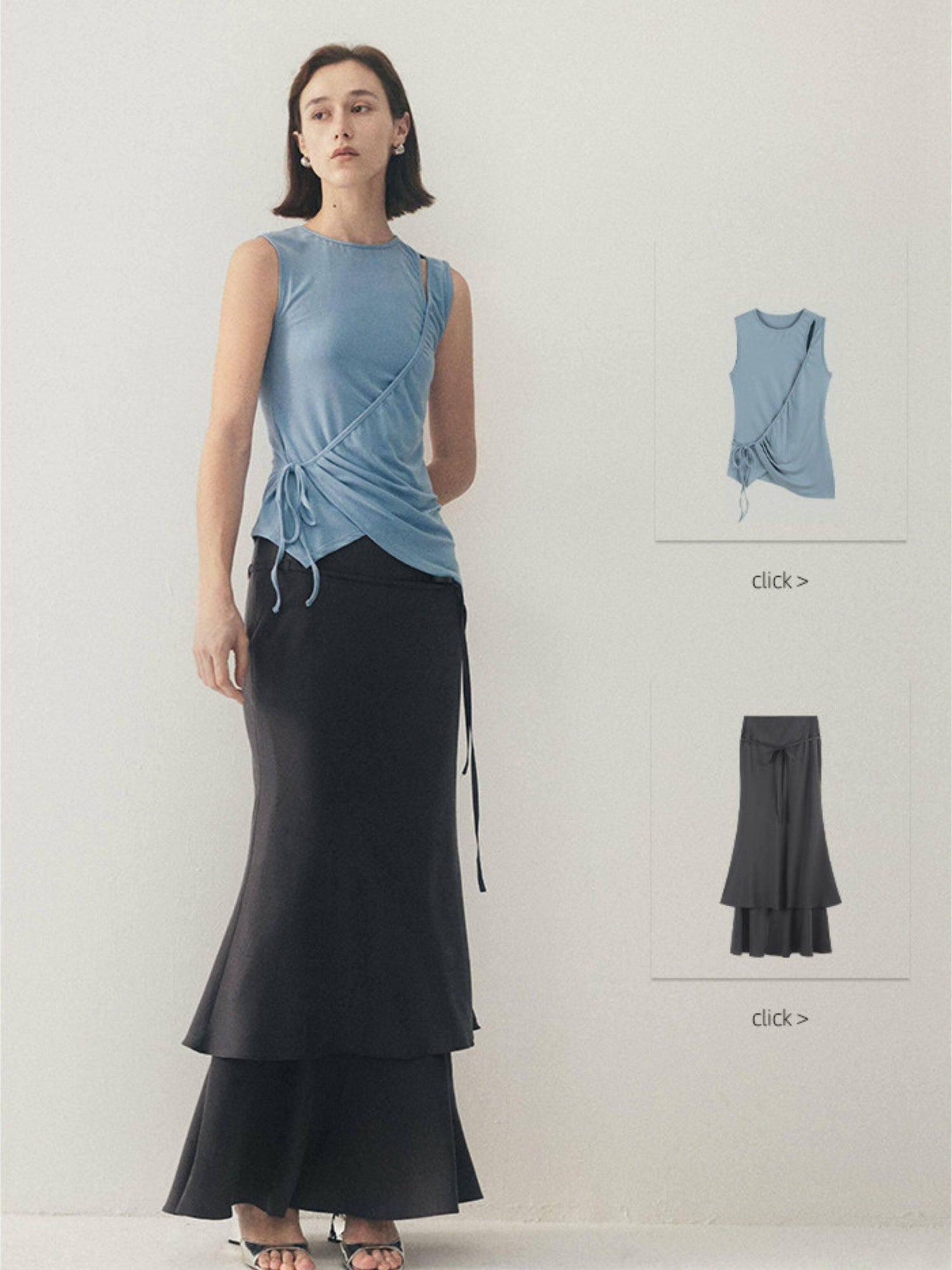 someonesometimes Soft Modal Tencel Minimal Office Double Fishtail Low Waist Women Maxi Skirts
