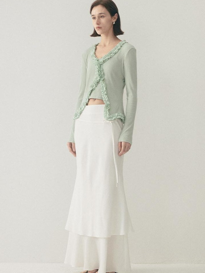 someonesometimes Soft Modal Tencel Minimal Office Double Fishtail Low Waist Women Maxi Skirts