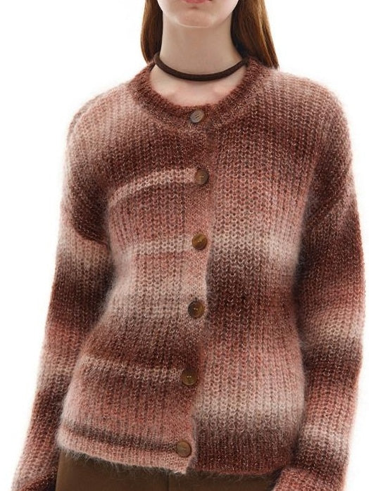 someonesometimes Soft Mohair Blend Character Buttoned Loose Fit Literary Commuter Women Cardigans
