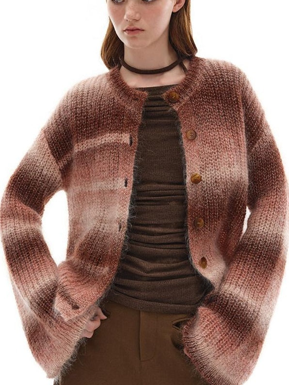someonesometimes Soft Mohair Blend Character Buttoned Loose Fit Literary Commuter Women Cardigans