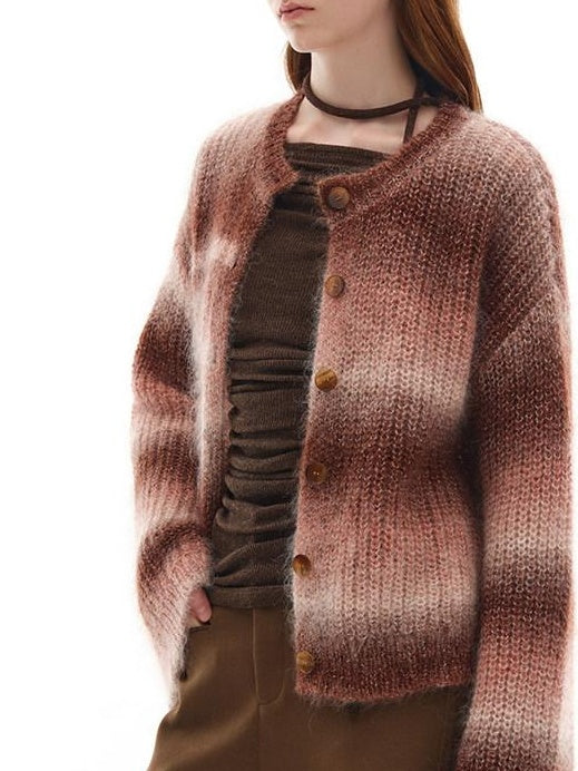 someonesometimes Soft Mohair Blend Character Buttoned Loose Fit Literary Commuter Women Cardigans