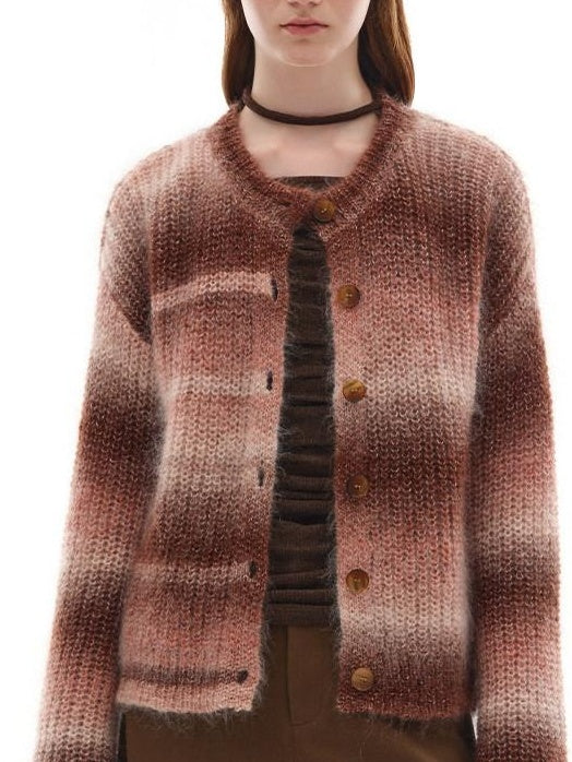 someonesometimes Soft Mohair Blend Character Buttoned Loose Fit Literary Commuter Women Cardigans