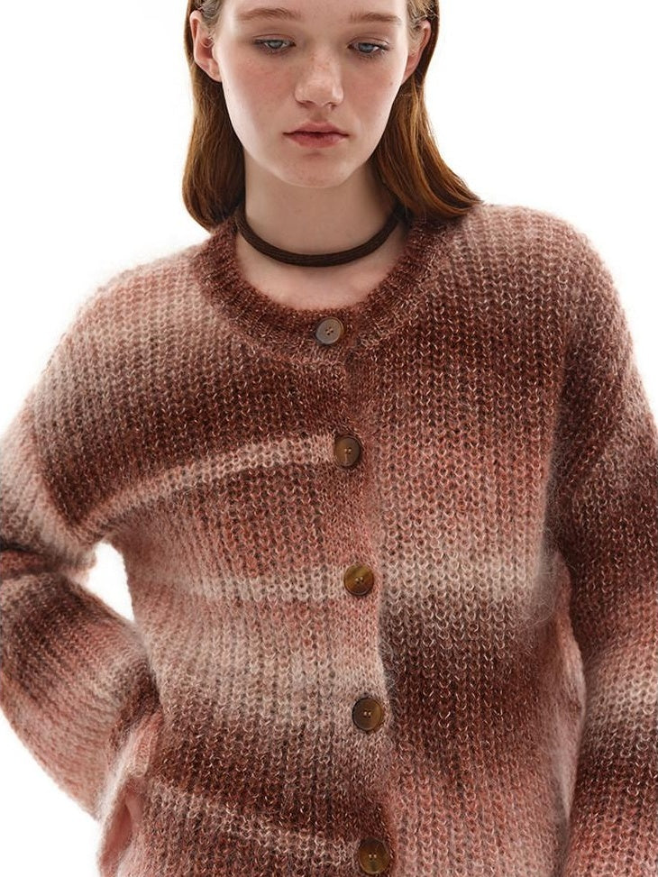 someonesometimes Soft Mohair Blend Character Buttoned Loose Fit Literary Commuter Women Cardigans