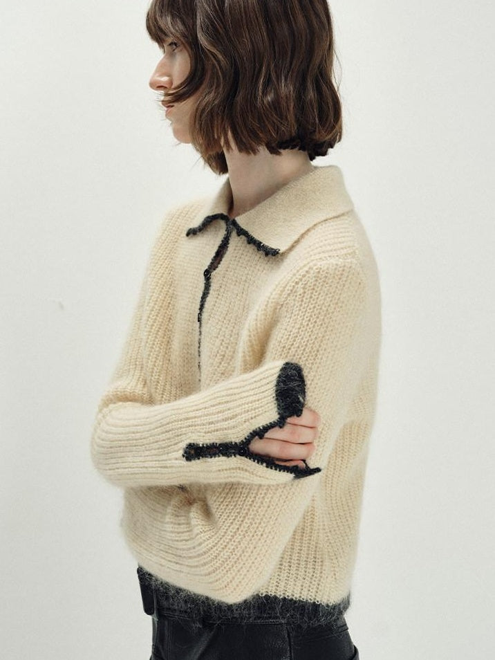 someonesometimes Soft Mohair Wool Blend Slim Short Lapel Buttoned Women Knitwear Cardigans