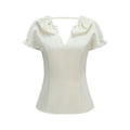 someonesometimes_Soft_Polyester_Blend_Casual_Slim_V-neck_Ruffle_Sleeve_Women_Short_Sleeve_T-Shirts_MISSTT