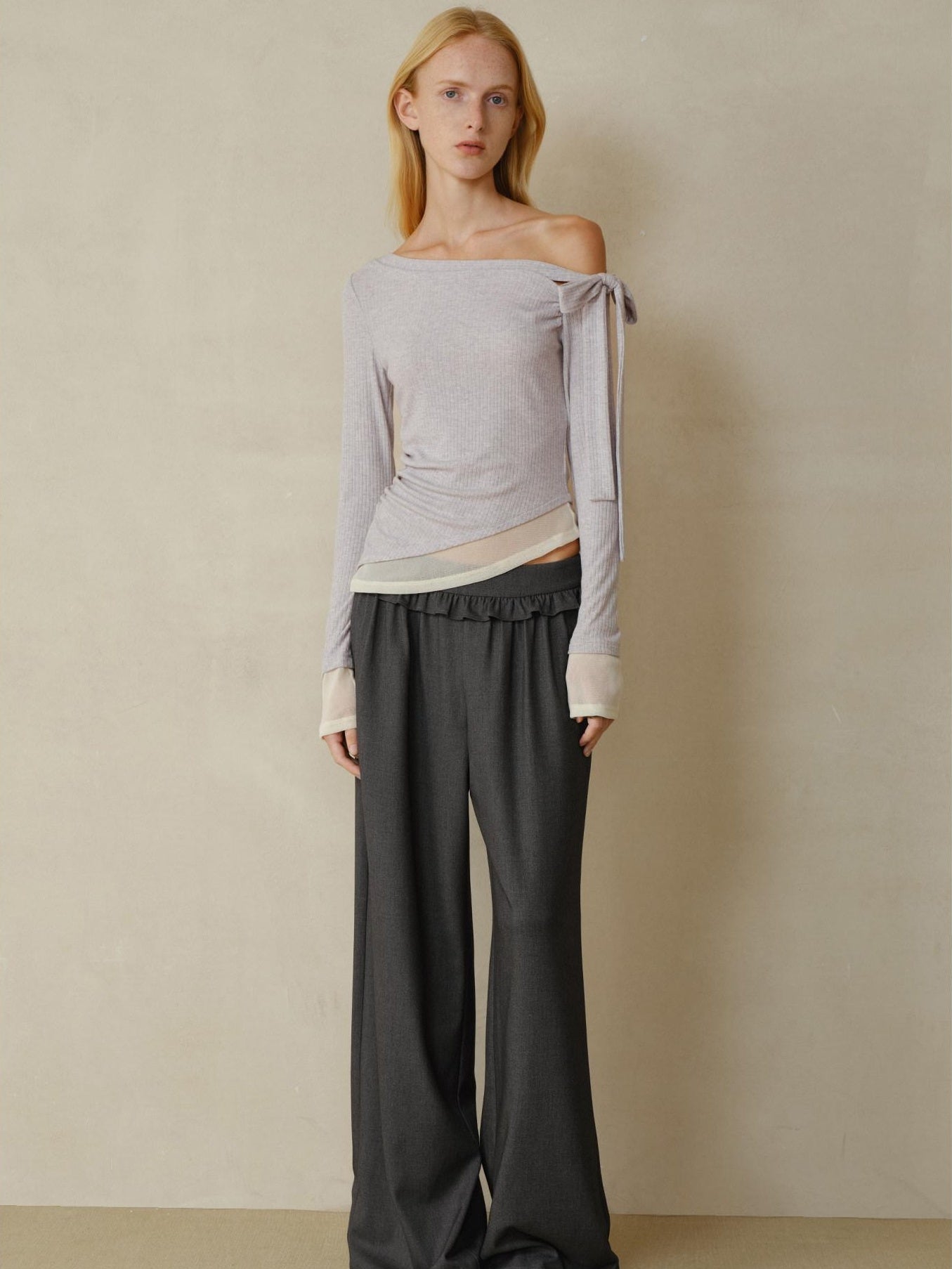 someonesometimes Soft Stretch Lavender Bow Slim Fit Casual Long Sleeve Women Knit Sweaters
