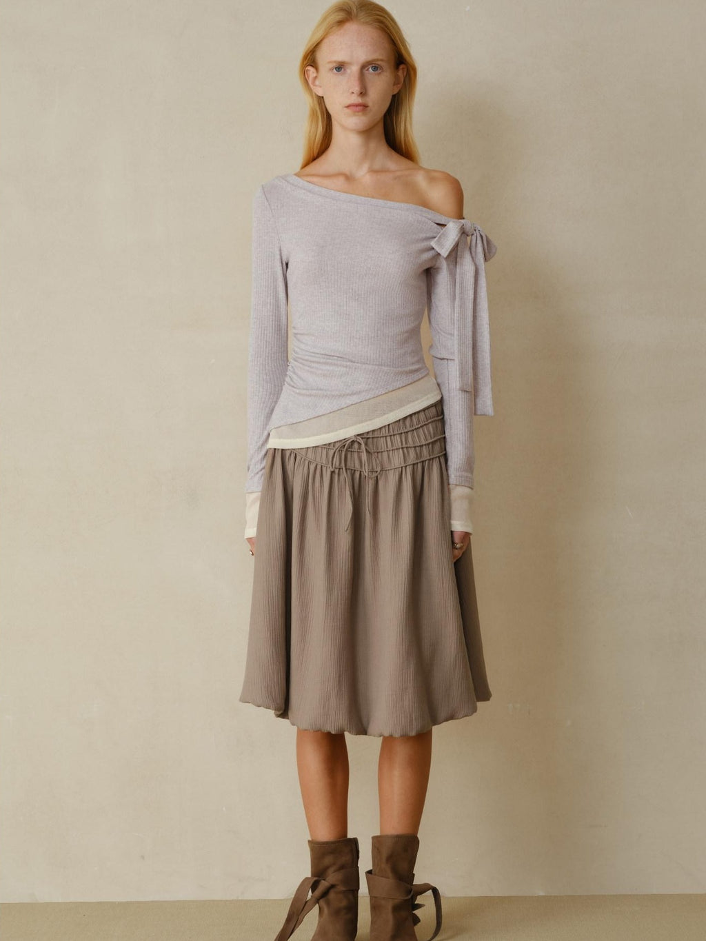 someonesometimes Soft Stretch Lavender Bow Slim Fit Casual Long Sleeve Women Knit Sweaters
