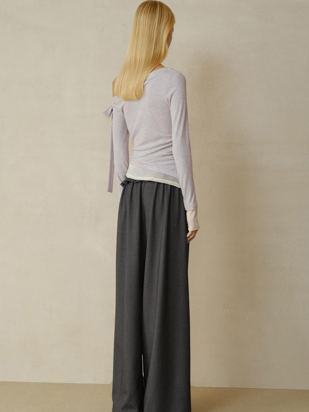 someonesometimes Soft Stretch Lavender Bow Slim Fit Casual Long Sleeve Women Knit Sweaters
