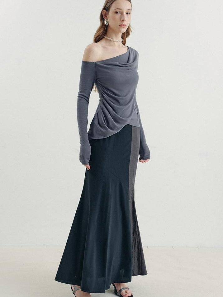 someonesometimes Soft Viscose Blend Slim Fit Crew Neck Women Grey Mist Long Sleeve T-Shirts