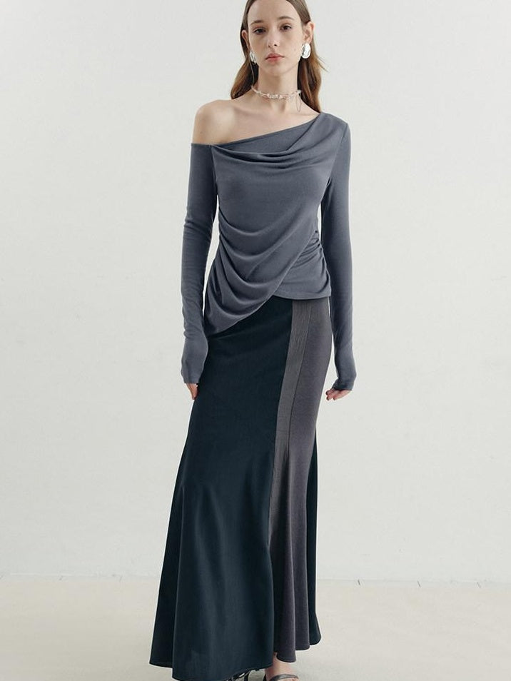 someonesometimes Soft Viscose Blend Slim Fit Crew Neck Women Grey Mist Long Sleeve T-Shirts