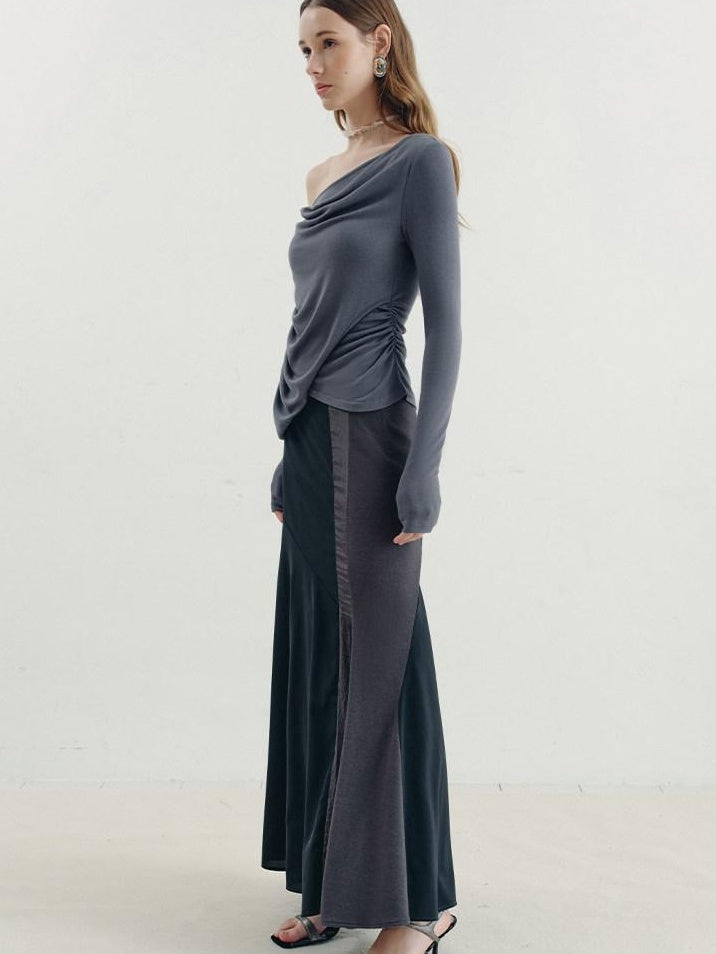someonesometimes Soft Viscose Blend Slim Fit Crew Neck Women Grey Mist Long Sleeve T-Shirts