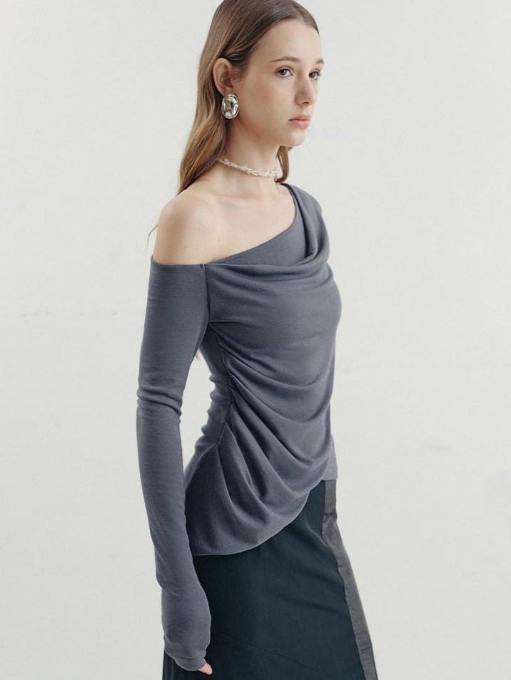 someonesometimes Soft Viscose Blend Slim Fit Crew Neck Women Grey Mist Long Sleeve T-Shirts