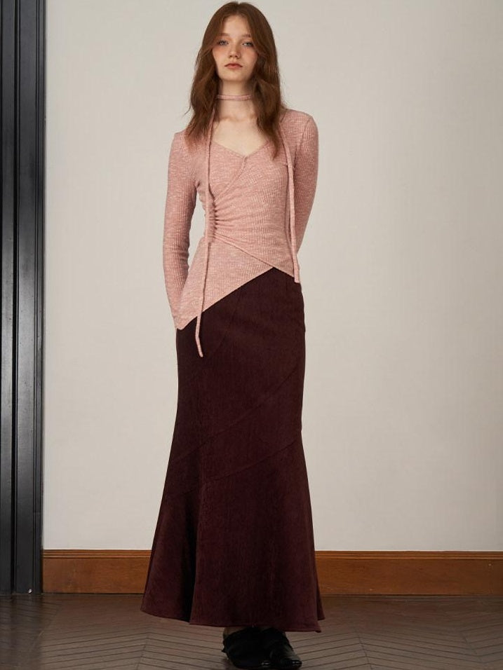 someonesometimes Soft Viscose V-neck Commuter Women Three Quarter Sleeve Clay Pink Sweaters