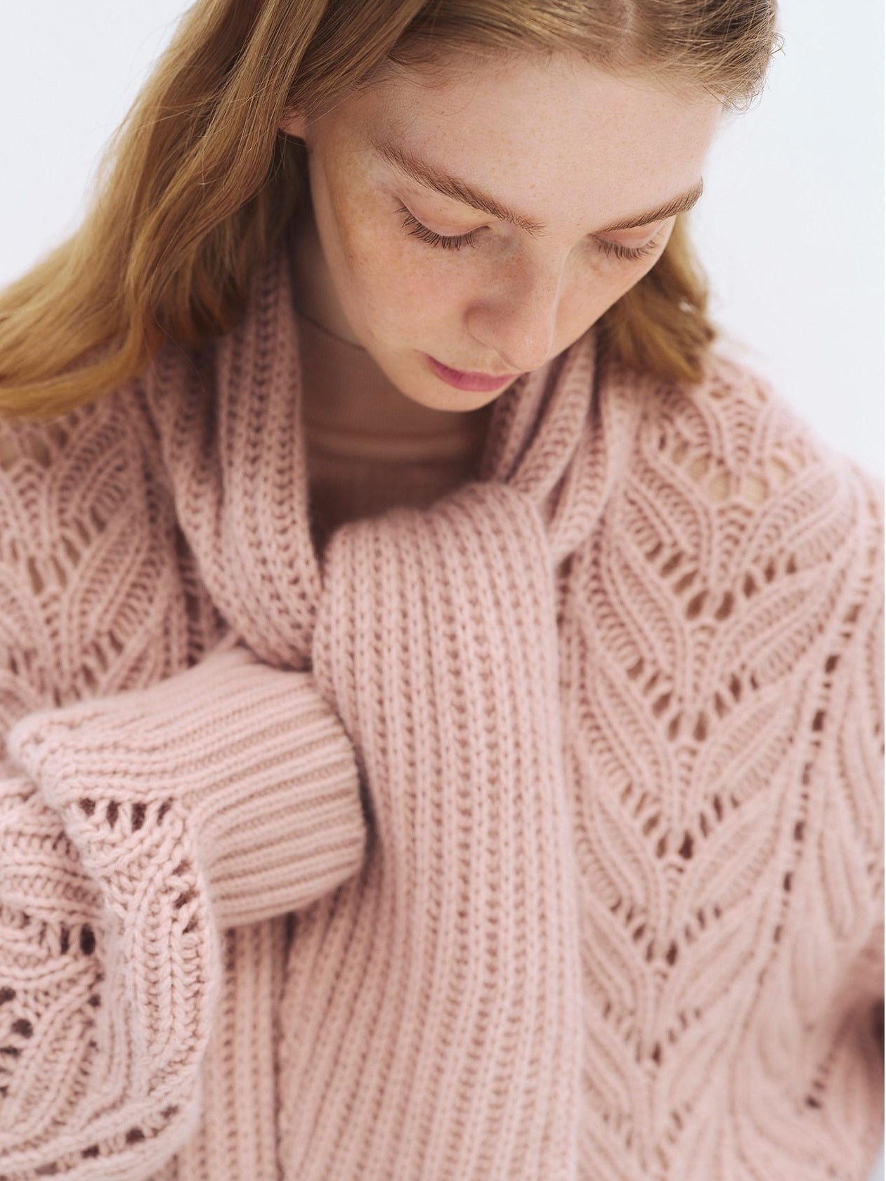 someonesometimes Soft Wool Blend Relaxed Tie Pullover Women Button Long Sleeve Blush Cardigans