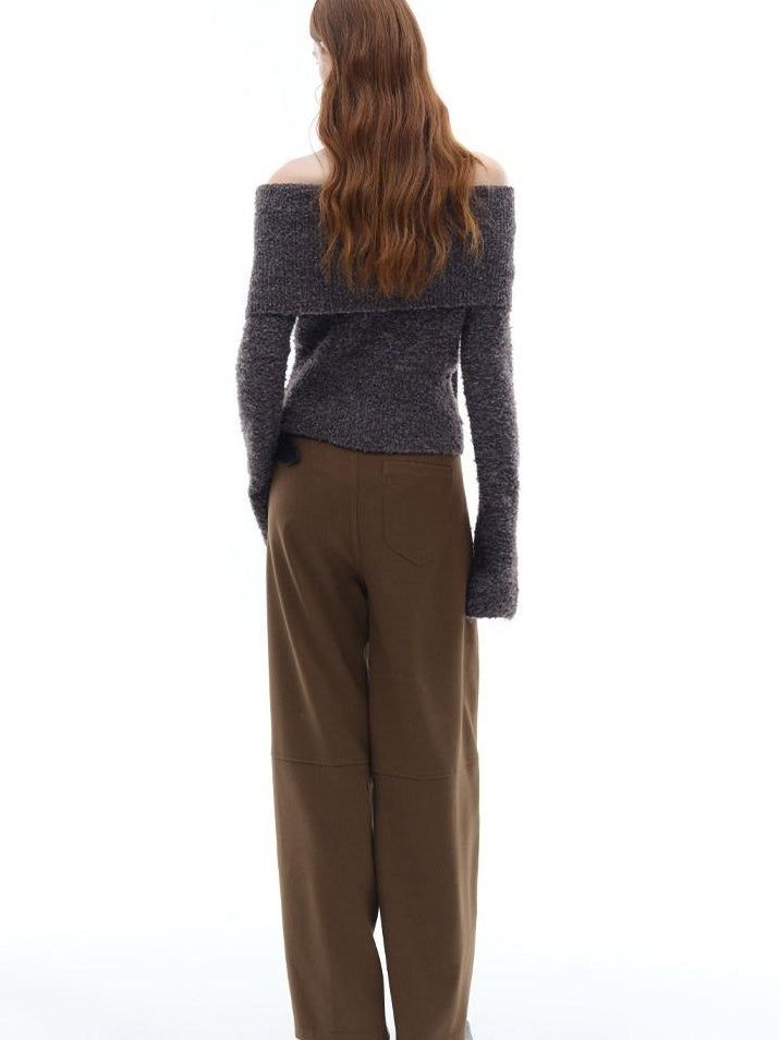 someonesometimes Soft Wool Blend Sweet Princess Loose Fit Boat Neck Women Knit Pullover Sweaters
