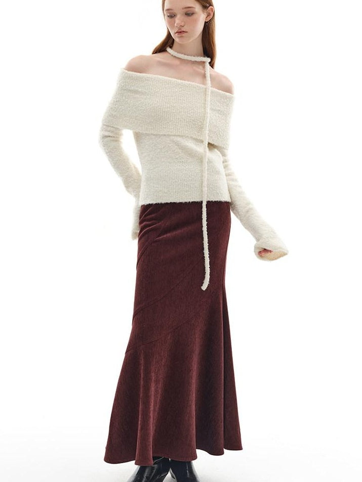 someonesometimes Soft Wool Blend Sweet Princess Loose Fit Boat Neck Women Knit Pullover Sweaters