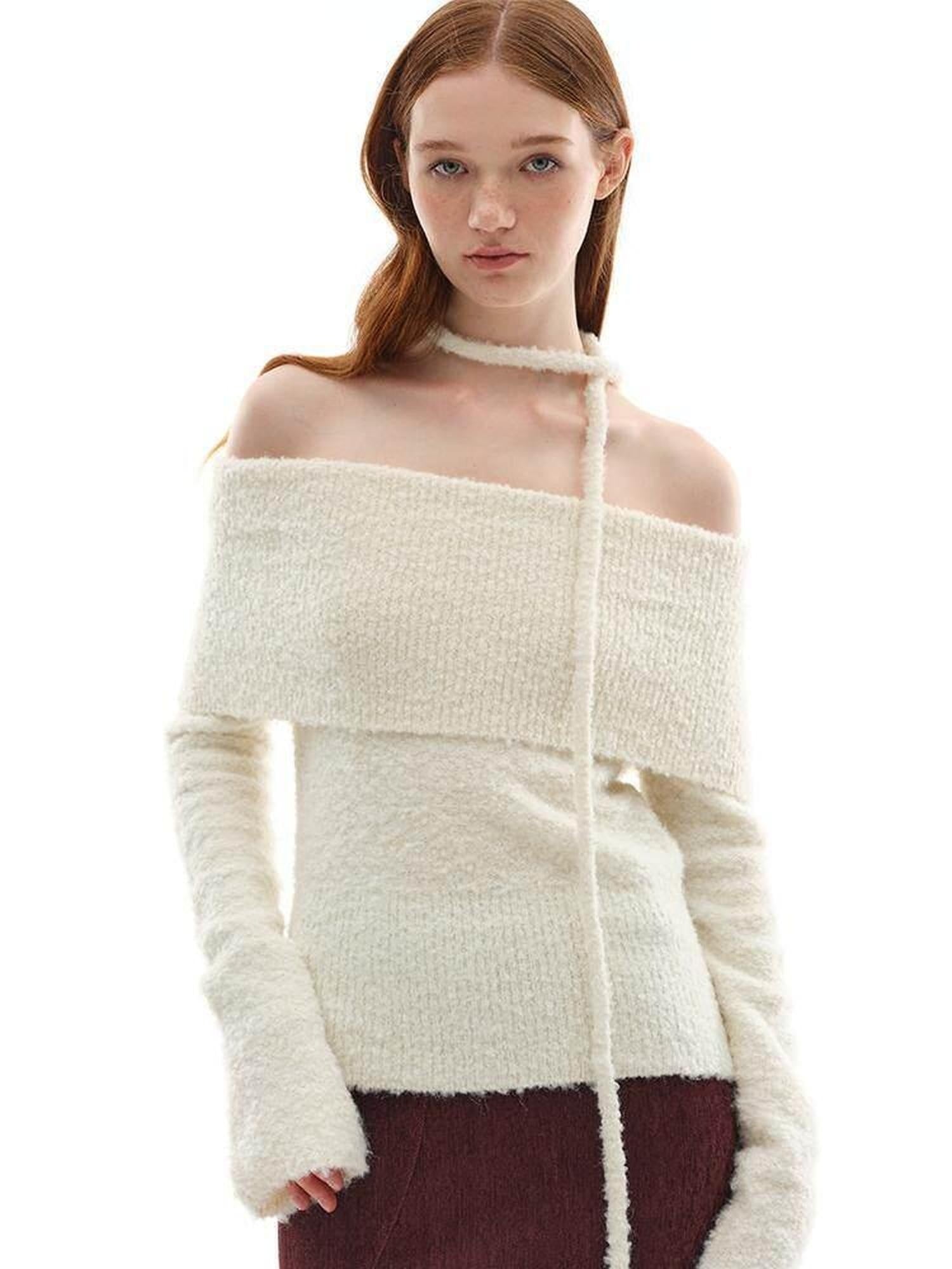 someonesometimes Soft Wool Blend Sweet Princess Loose Fit Boat Neck Women Knit Pullover Sweaters