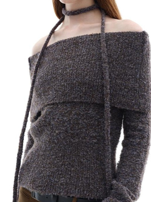 someonesometimes Soft Wool Blend Sweet Princess Loose Fit Boat Neck Women Knit Pullover Sweaters