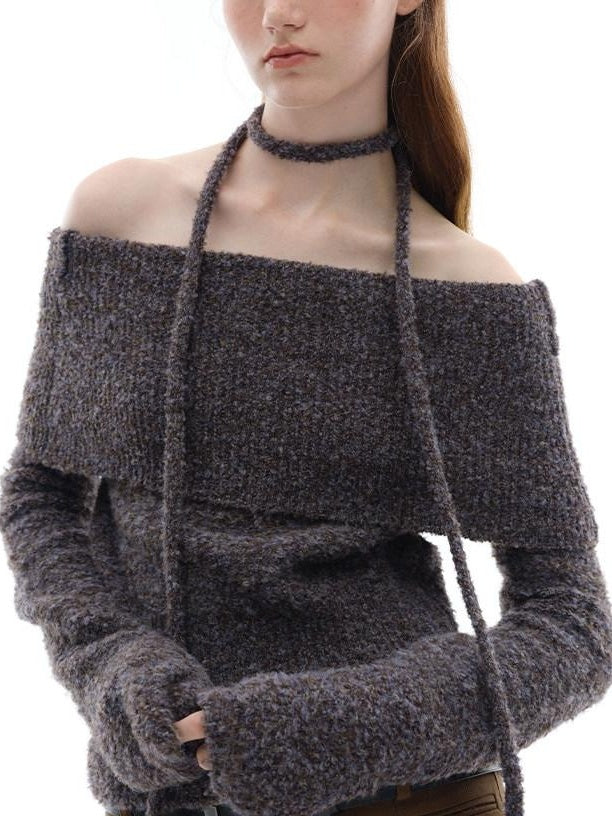 someonesometimes Soft Wool Blend Sweet Princess Loose Fit Boat Neck Women Knit Pullover Sweaters