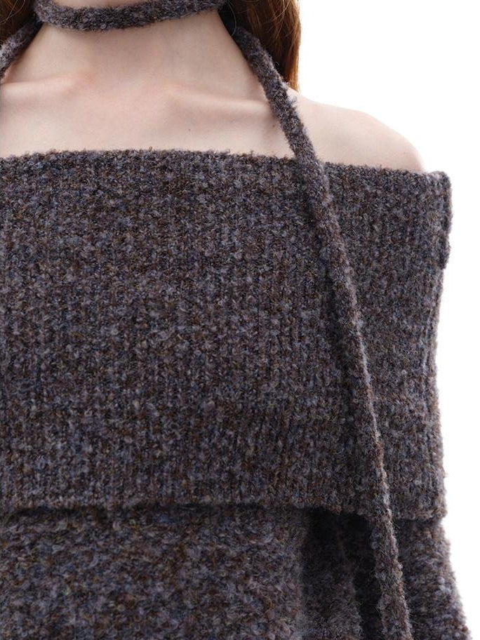 someonesometimes Soft Wool Blend Sweet Princess Loose Fit Boat Neck Women Knit Pullover Sweaters