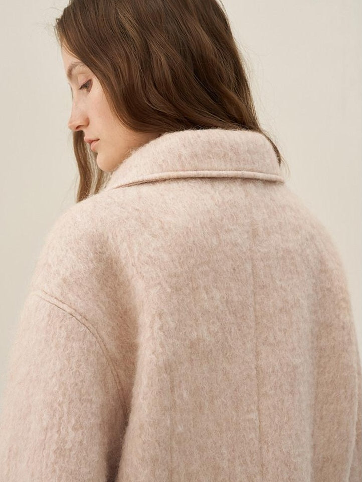 someonesometimes Soft Wool Blend Tailored Commuter Lapel Women Cherry Yarn Button Wool Coats