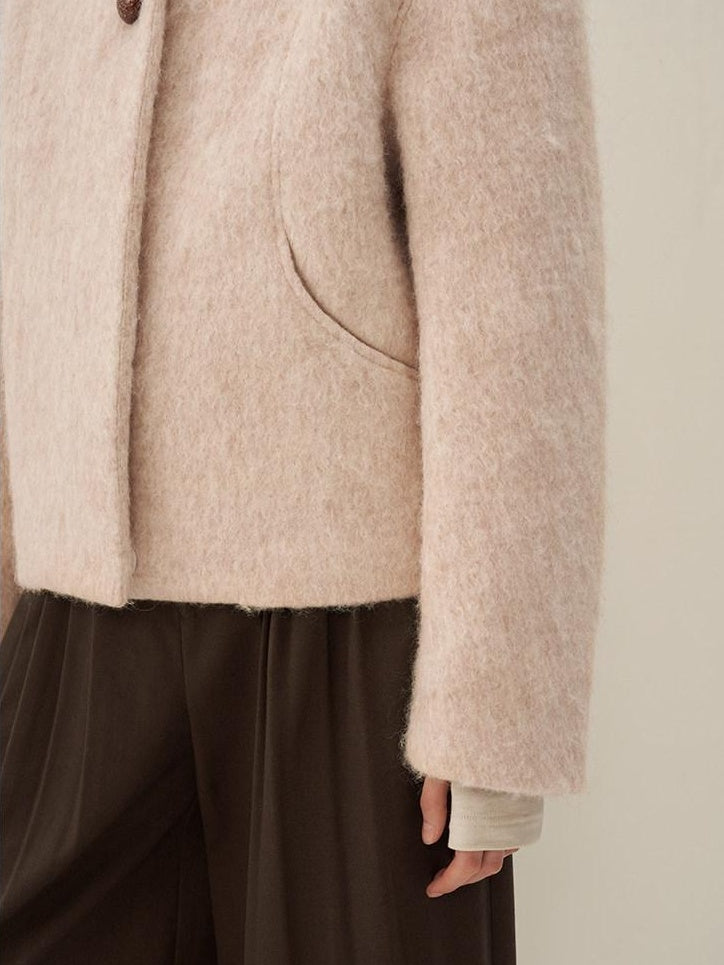 someonesometimes Soft Wool Blend Tailored Commuter Lapel Women Cherry Yarn Button Wool Coats