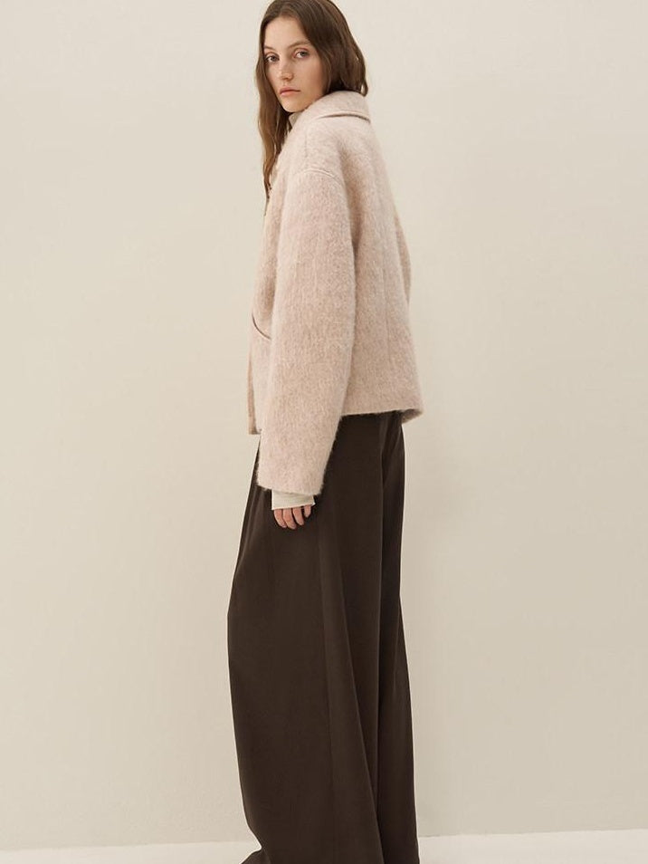 someonesometimes Soft Wool Blend Tailored Commuter Lapel Women Cherry Yarn Button Wool Coats