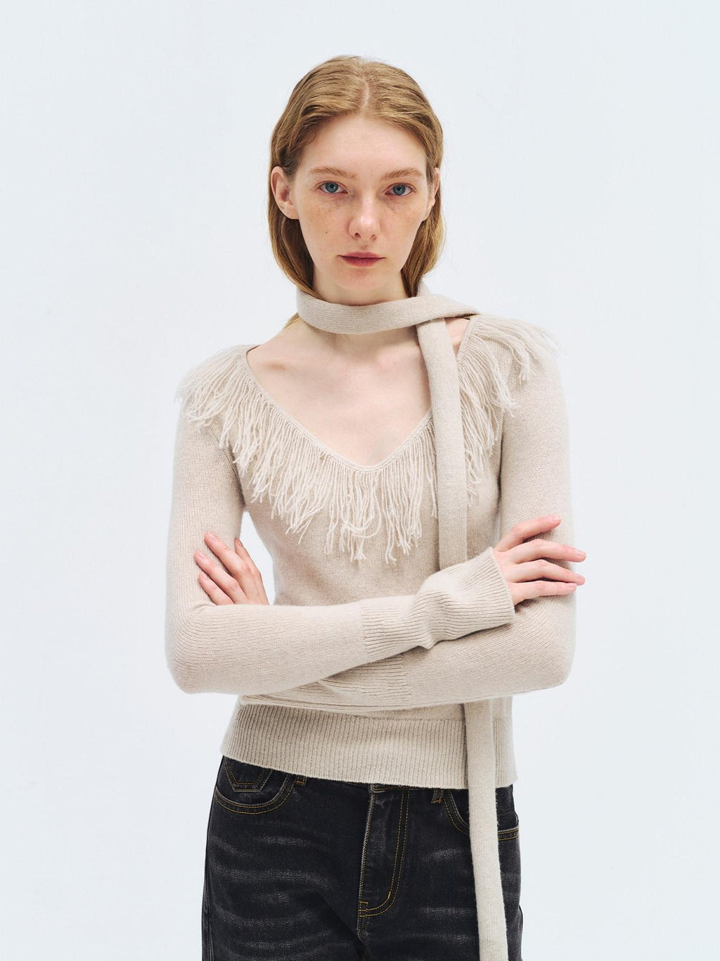 someonesometimes Soft Wool V-neck Bell Sleeve Slim Fit Casual Knitwear Women Sweaters