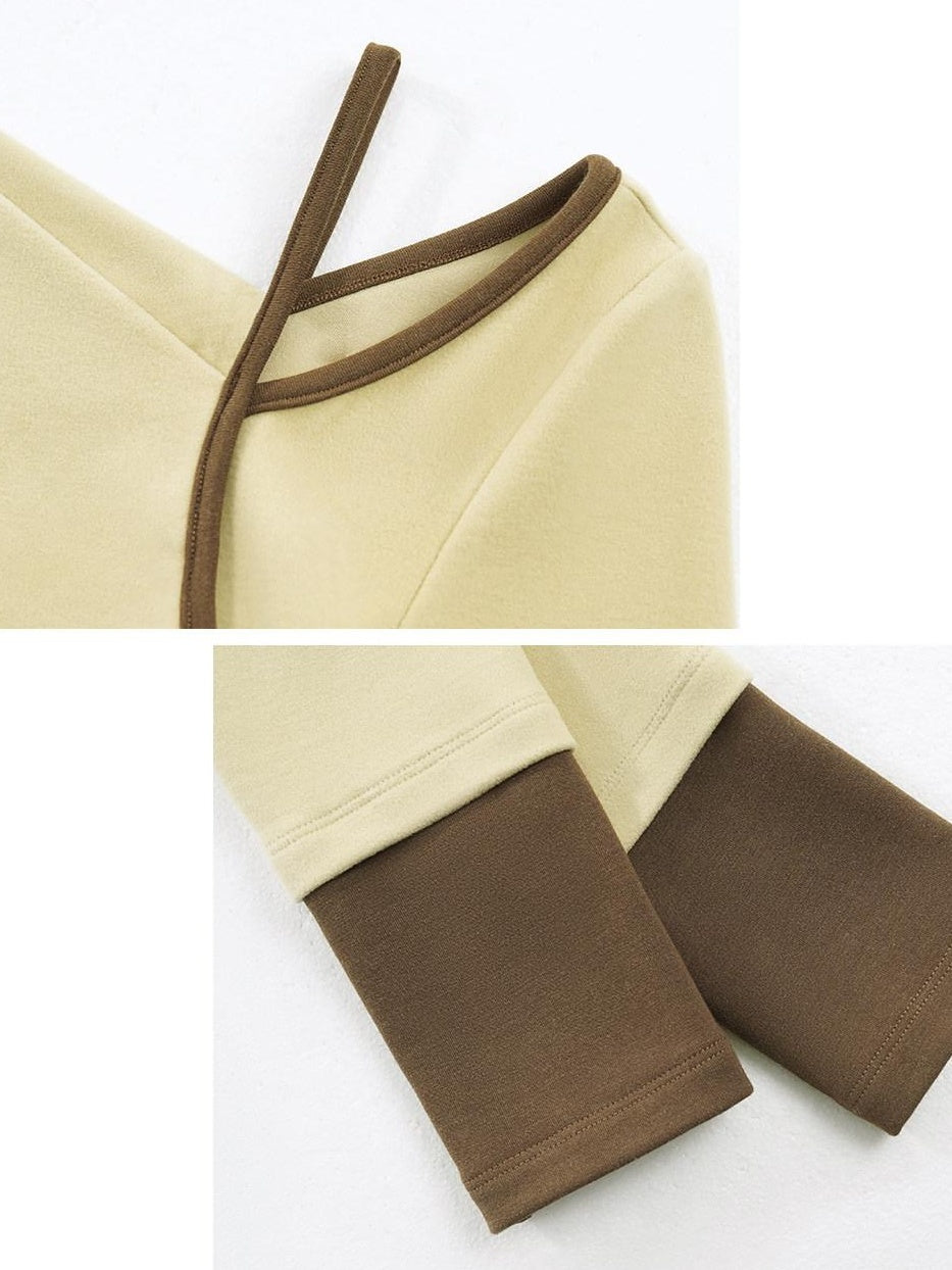 someonesometimes Stretch Casual Slim Asymmetric Neck Women Lemongrass Yellow Long Sleeve T-Shirts