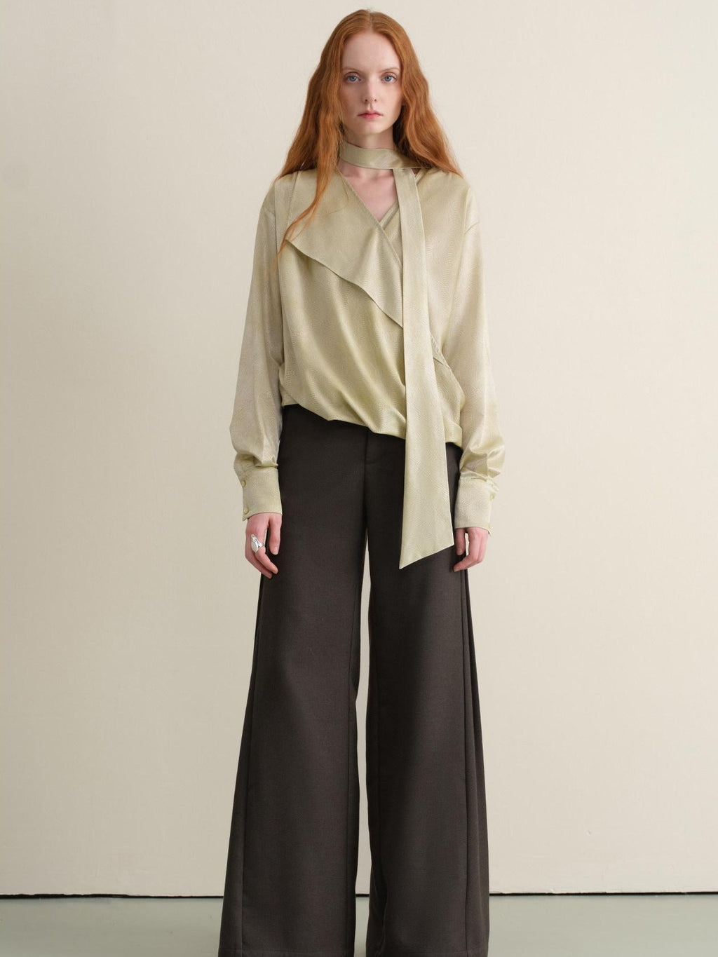 someonesometimes Stretch Knit Olive Gray Micro Flare Casual High Waist Women Flared Pants
