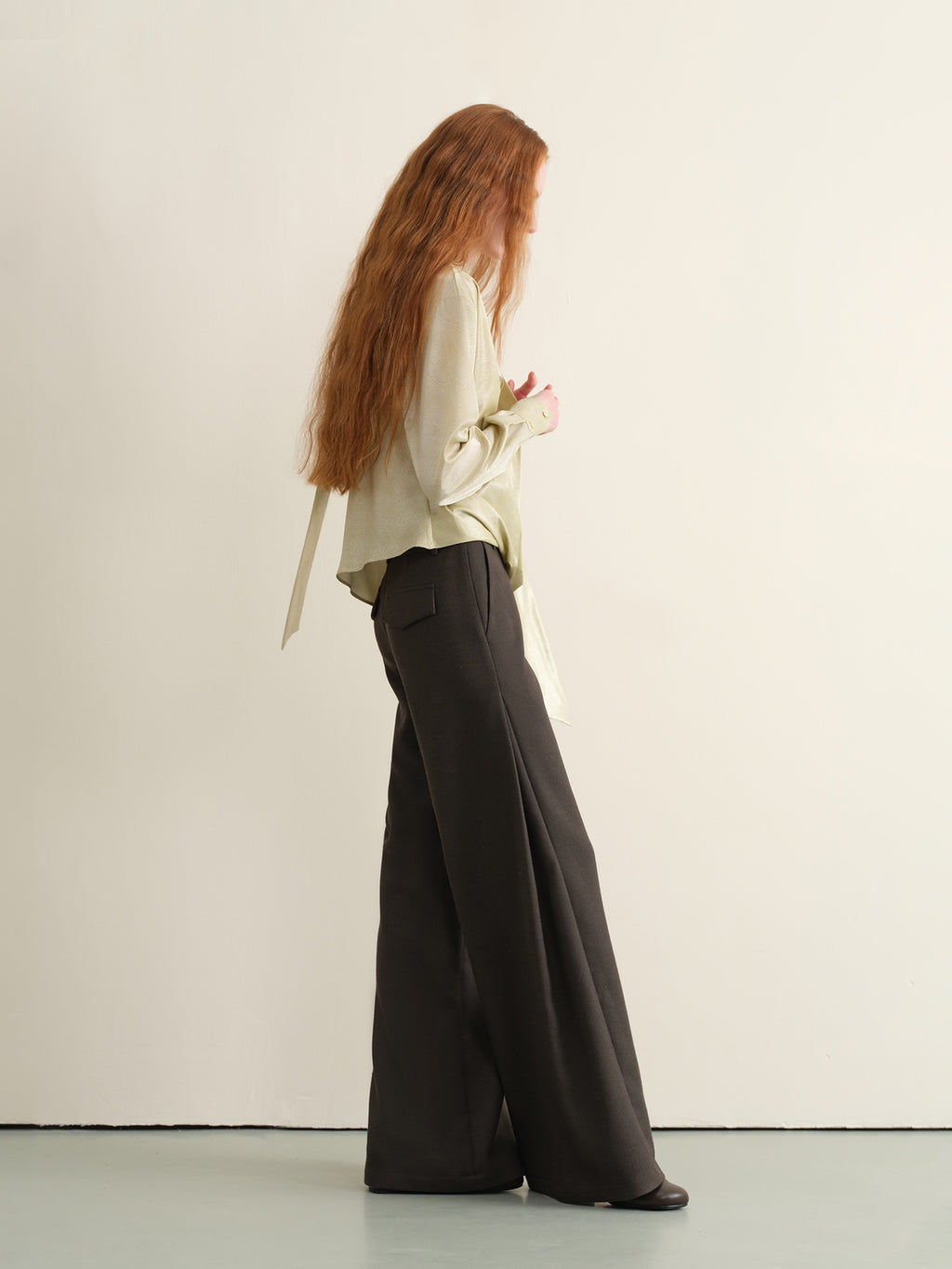 someonesometimes Stretch Knit Olive Gray Micro Flare Casual High Waist Women Flared Pants