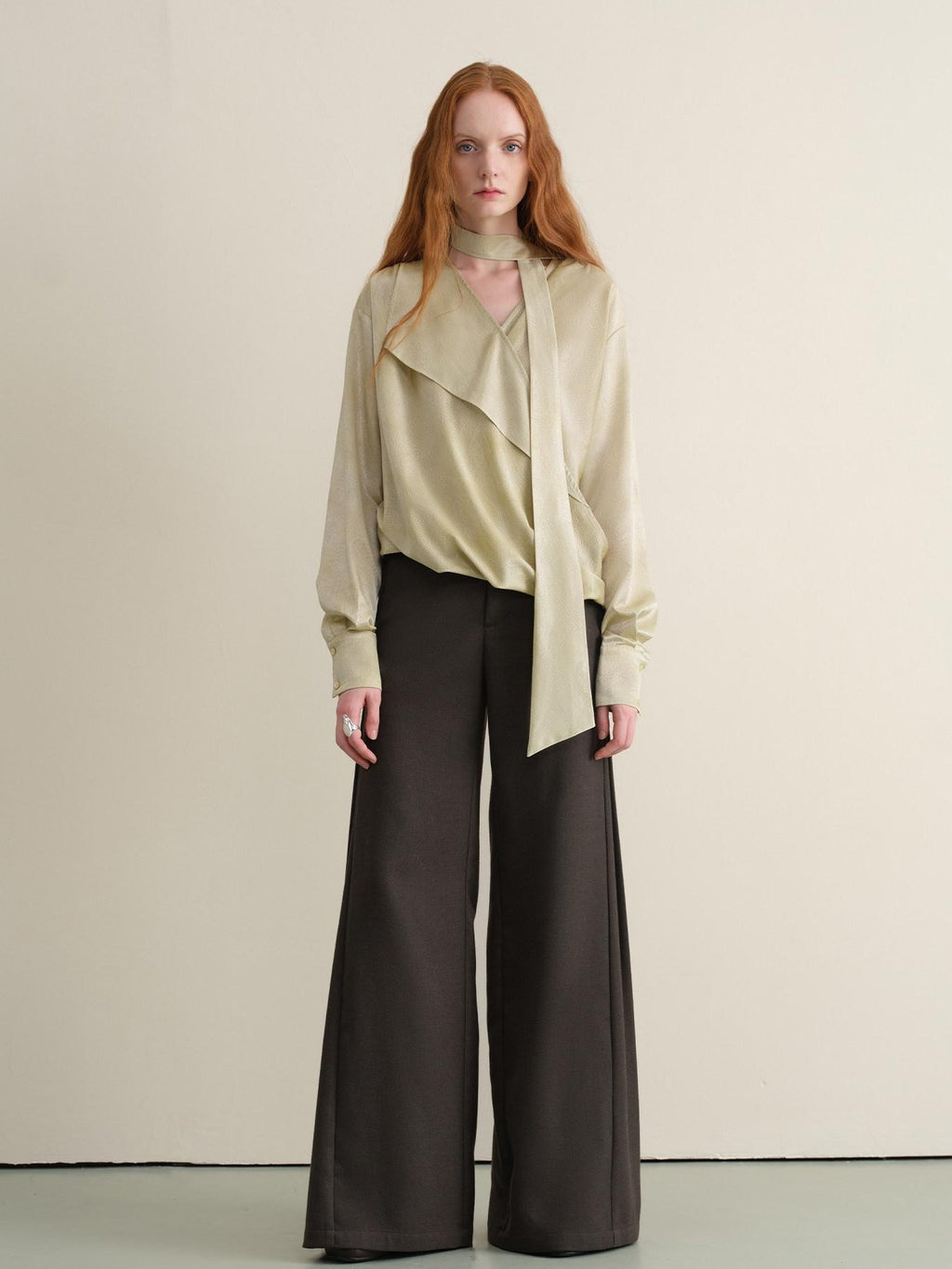 someonesometimes Stretch Knit Olive Gray Micro Flare Casual High Waist Women Flared Pants