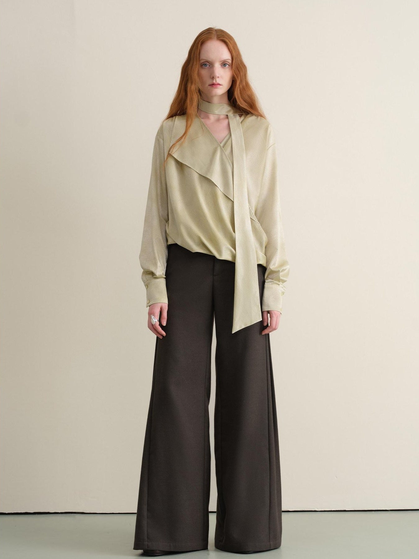 someonesometimes Stretch Knit Olive Gray Micro Flare Casual High Waist Women Flared Pants
