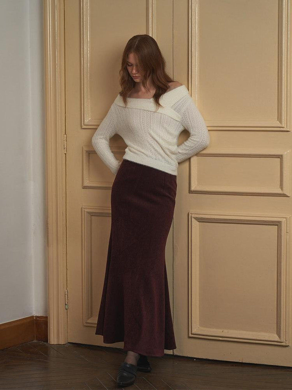 someonesometimes Stretch Mid Rise Slim Mermaid Hem Workwear Solid Polyester Women Midi Skirts