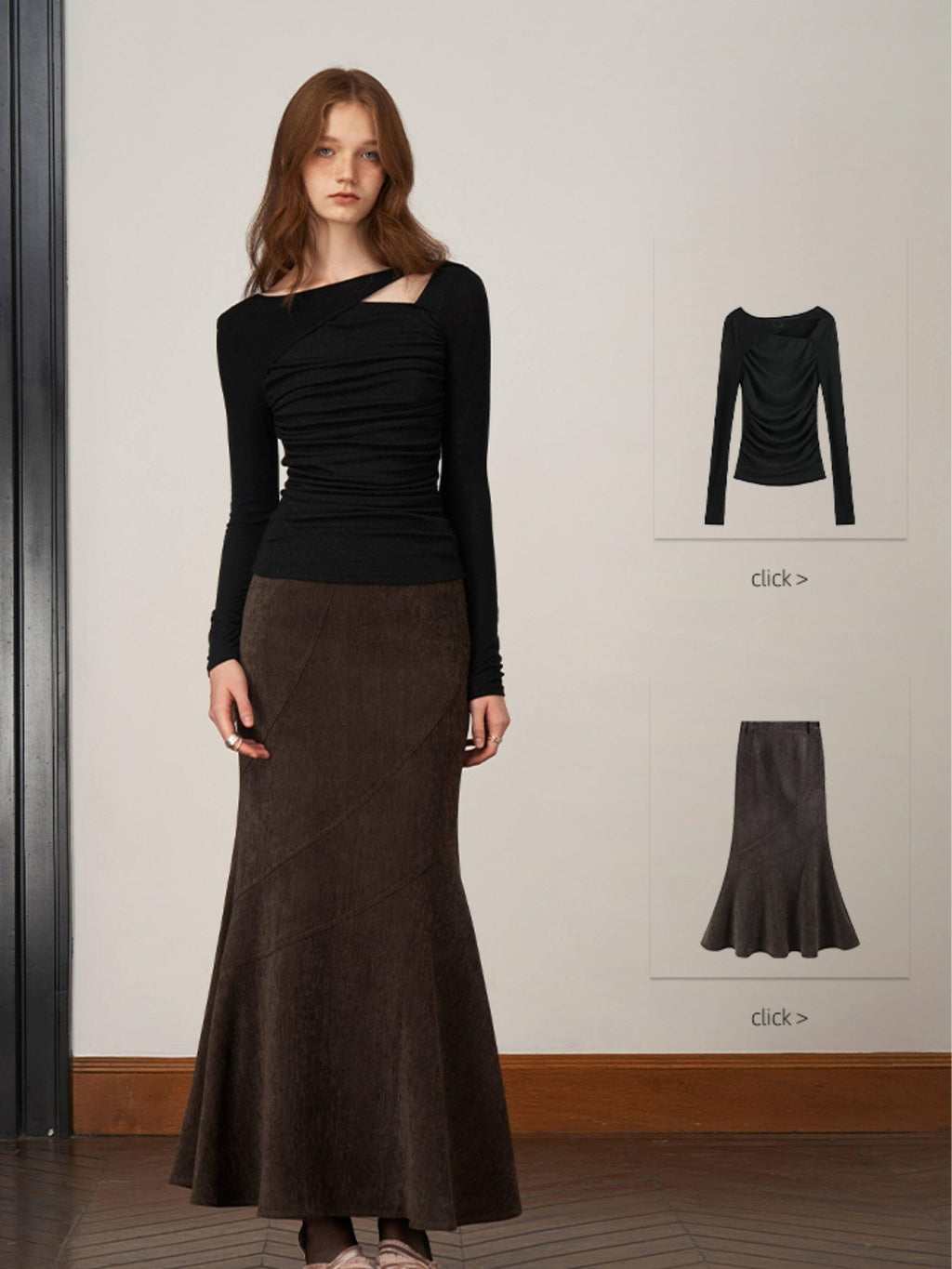 someonesometimes Stretch Mid Rise Slim Mermaid Hem Workwear Solid Polyester Women Midi Skirts