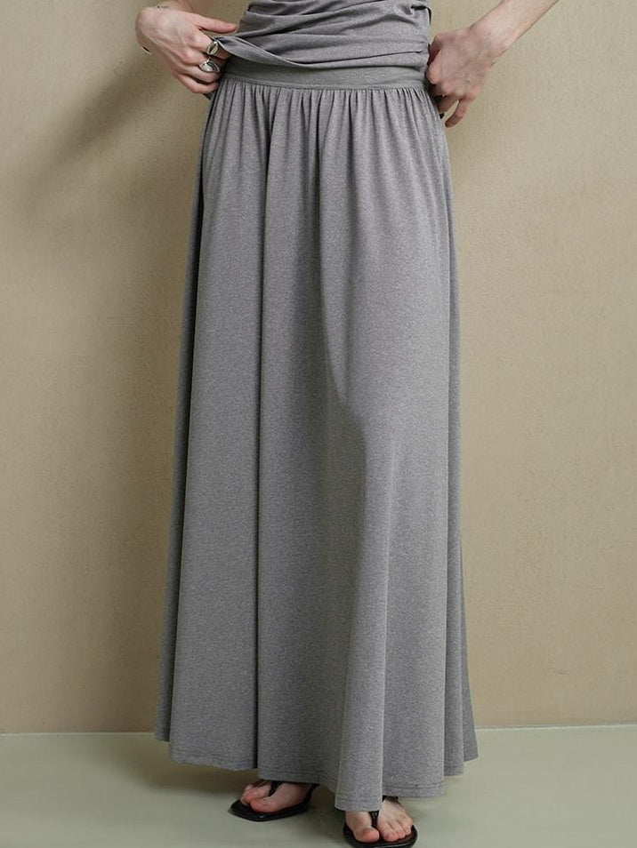 someonesometimes Stretch Nylon Patchwork Slim Fit Office Chic Light Heather Gray Top & Skirt Sets