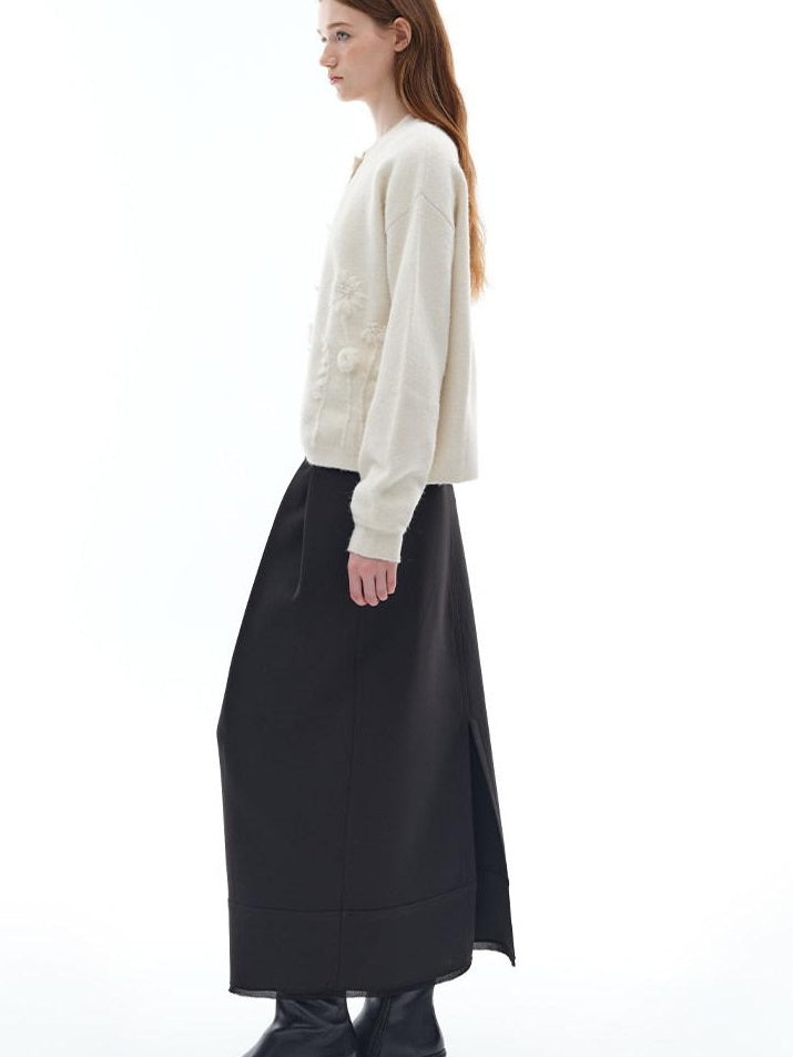 someonesometimes Stretch Pleated Low Waist H Line Loose Casual Womens Black Maxi Skirts