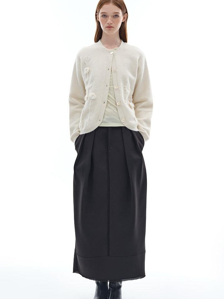 someonesometimes Stretch Pleated Low Waist H Line Loose Casual Womens Black Maxi Skirts