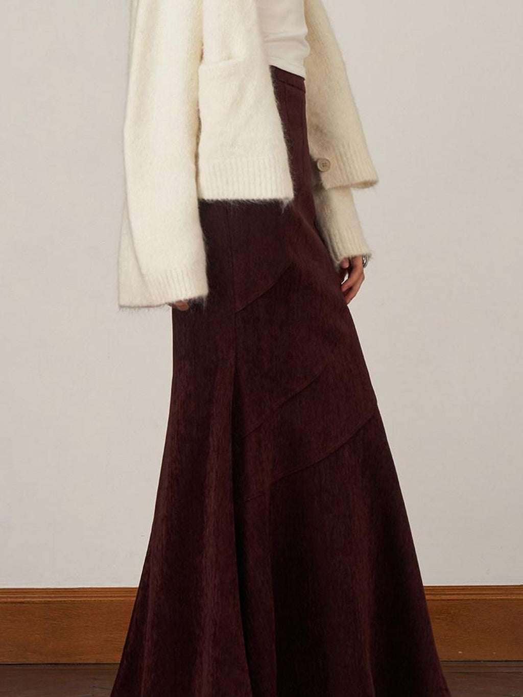 someonesometimes Stretch Slim Fishtail Mid Waist Solid Coffee Women Casual Polyester Maxi Skirts