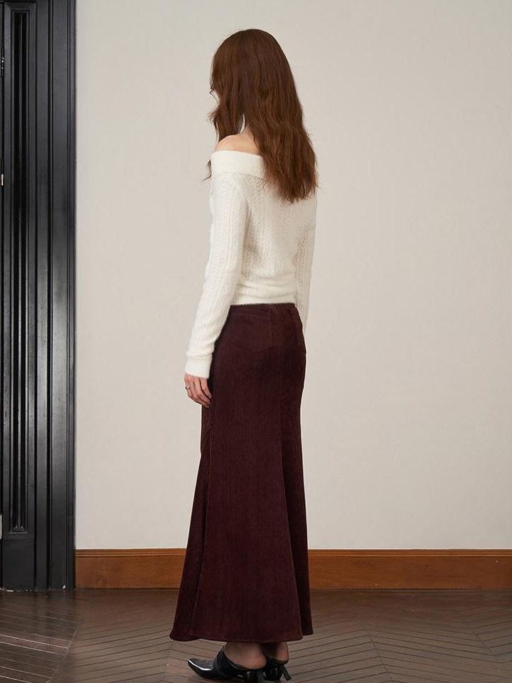 someonesometimes Stretch Slim Fishtail Mid Waist Solid Coffee Women Casual Polyester Maxi Skirts
