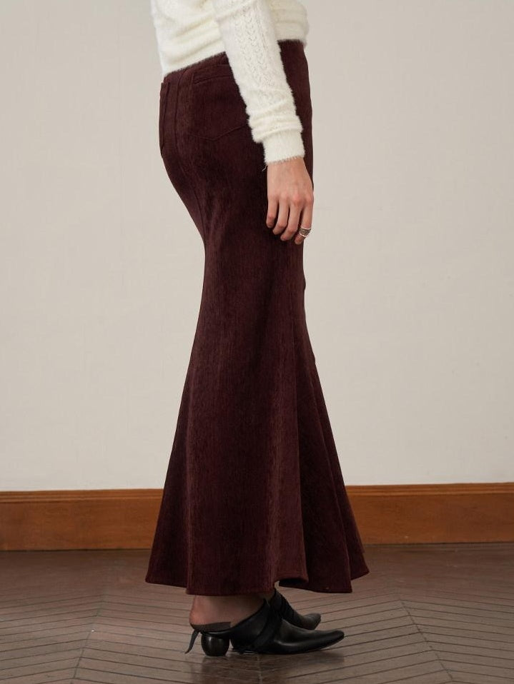 someonesometimes Stretch Slim Fishtail Mid Waist Solid Coffee Women Casual Polyester Maxi Skirts