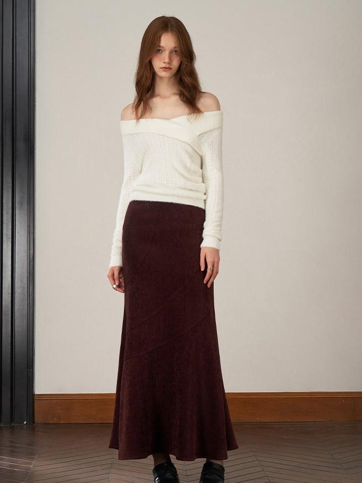 someonesometimes Stretch Slim Fishtail Mid Waist Solid Coffee Women Casual Polyester Maxi Skirts