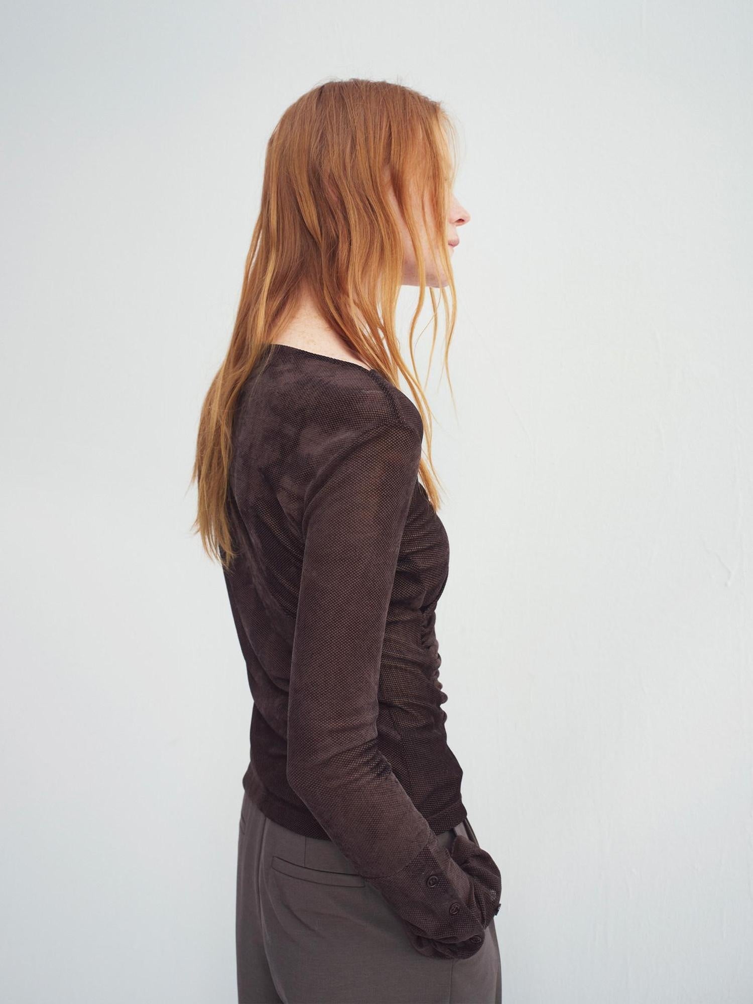 someonesometimes Stretch V-neck Casual Slim Fit Women Brown Velvet Check Long Sleeve T-Shirts