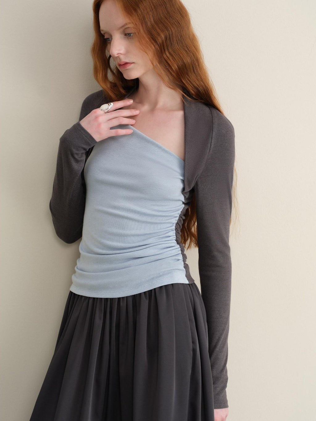 someonesometimes Stretch Viscose Midweight Colorblock Slanted Collar Slim Fit Women Sweaters
