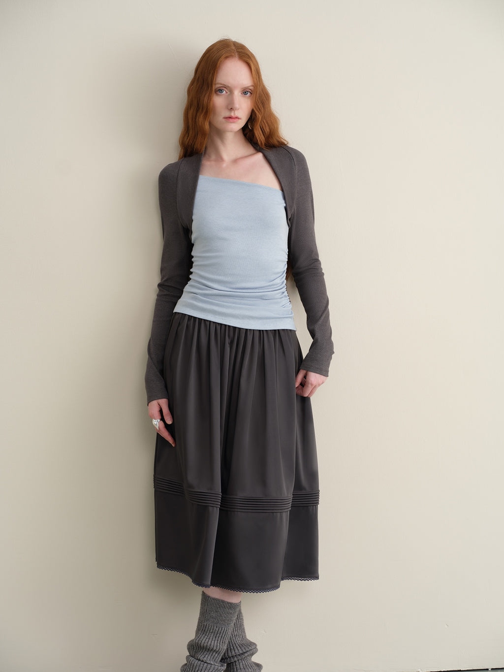 someonesometimes Stretch Viscose Midweight Colorblock Slanted Collar Slim Fit Women Sweaters