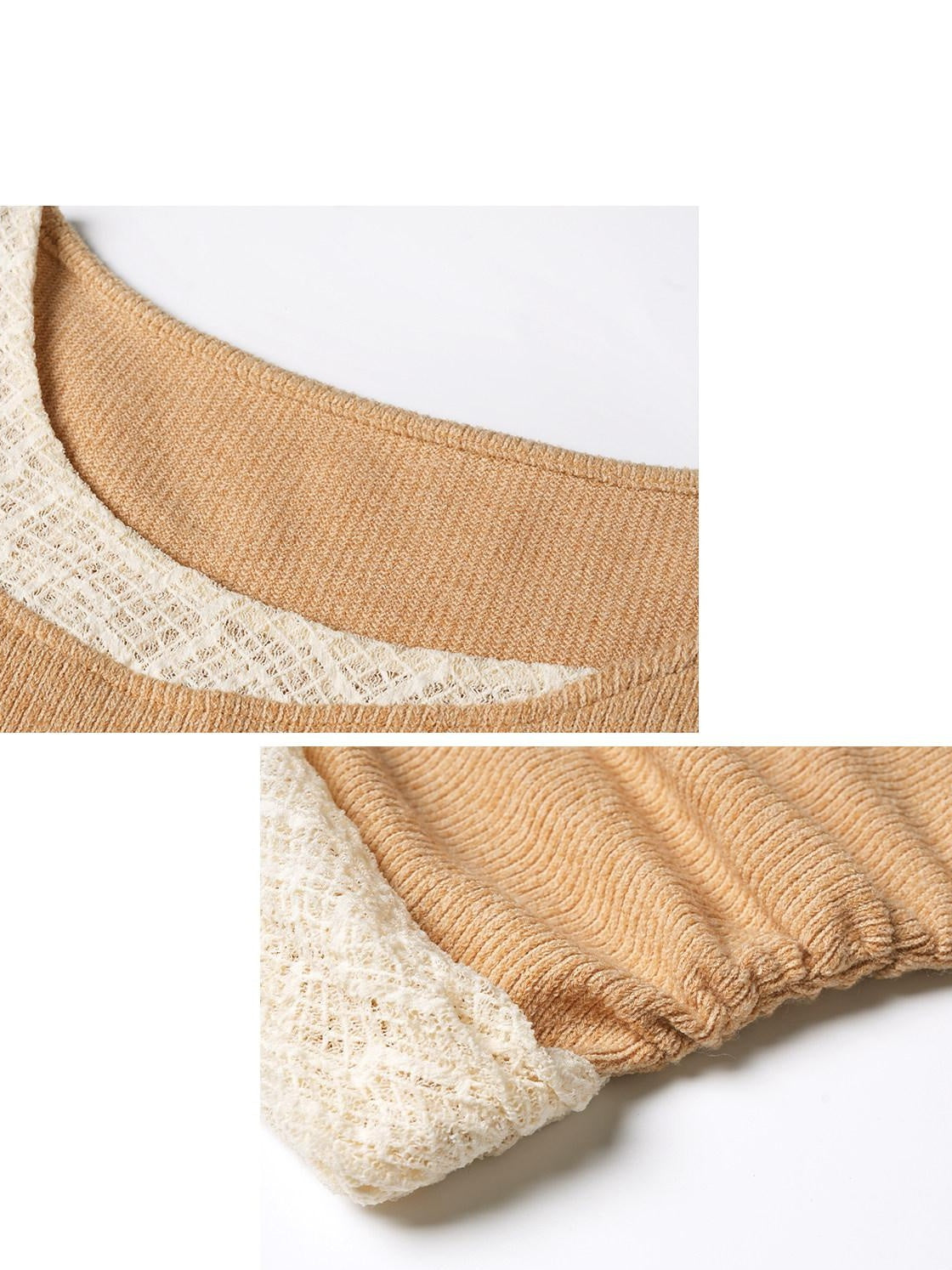 someonesometimes Stretchy Slim Fit Casual Plaid Patchwork Khaki Women Knit Long Sleeve T-Shirts
